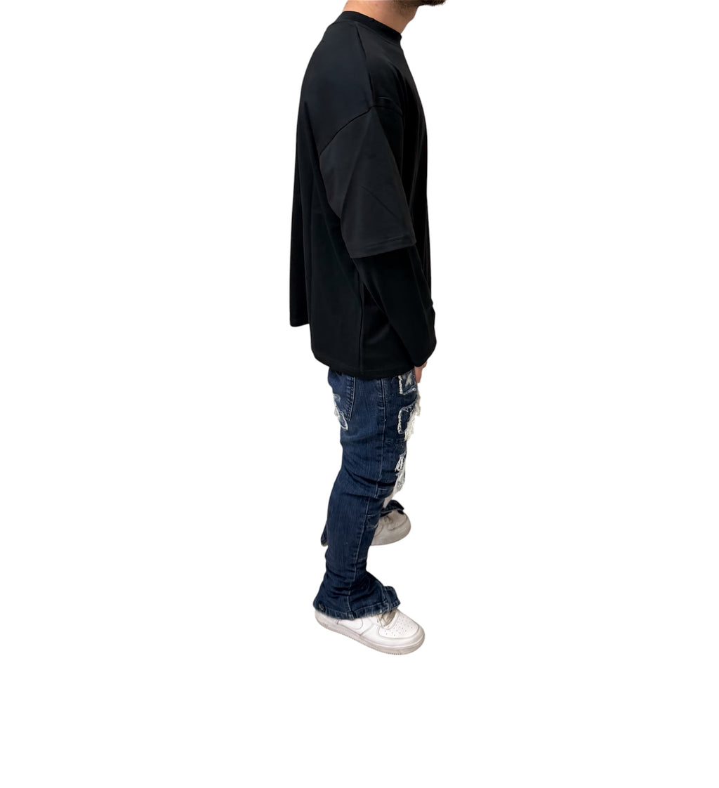Shirt long sleeve double blue navy