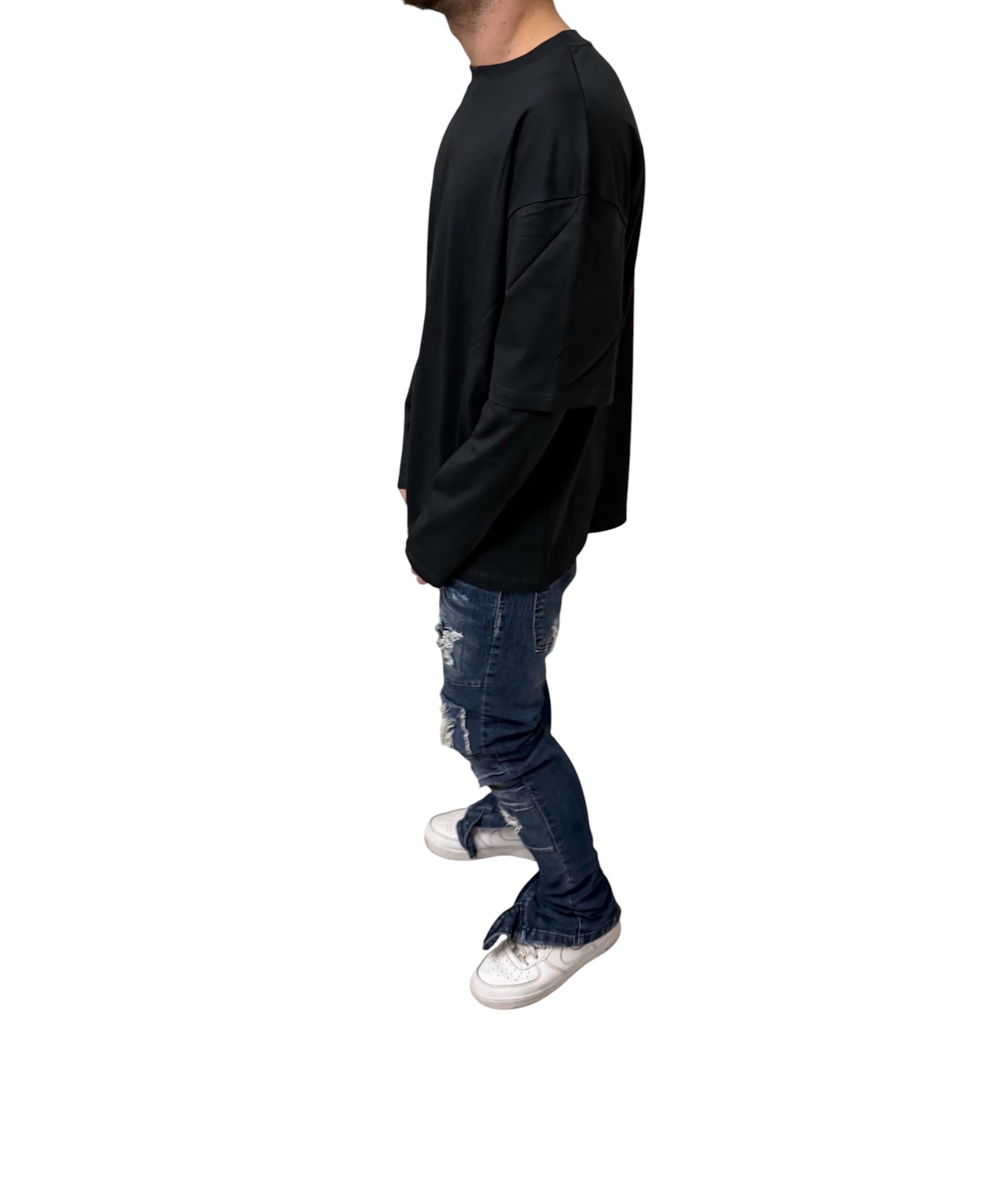 Shirt long sleeve double blue navy